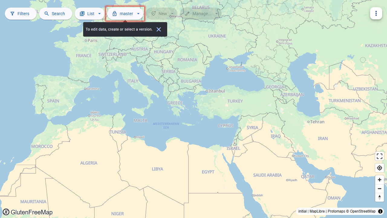 Screenshot of the version selector button.